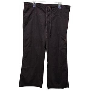 XCVI XL NWT Brown wearable pants. Wide leg. Lightweight. Drawstrings. Embroidery